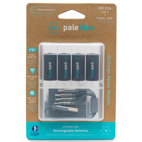 Paleblue Lithium Ion Rechargeable CR123 Batteries- 4 Pk